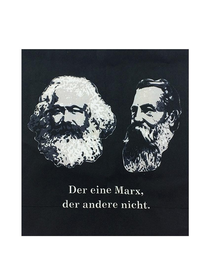 gezeichneter Kopf von Karl Marx und dem Spruch "Der eine Marx, der Andere nicht" auf schwarzem Quadrat gezeichneter Kopf von Karl Marx und dem Spruch "Der eine Marx, der Andere nicht" auf schwarzem Quadrat
