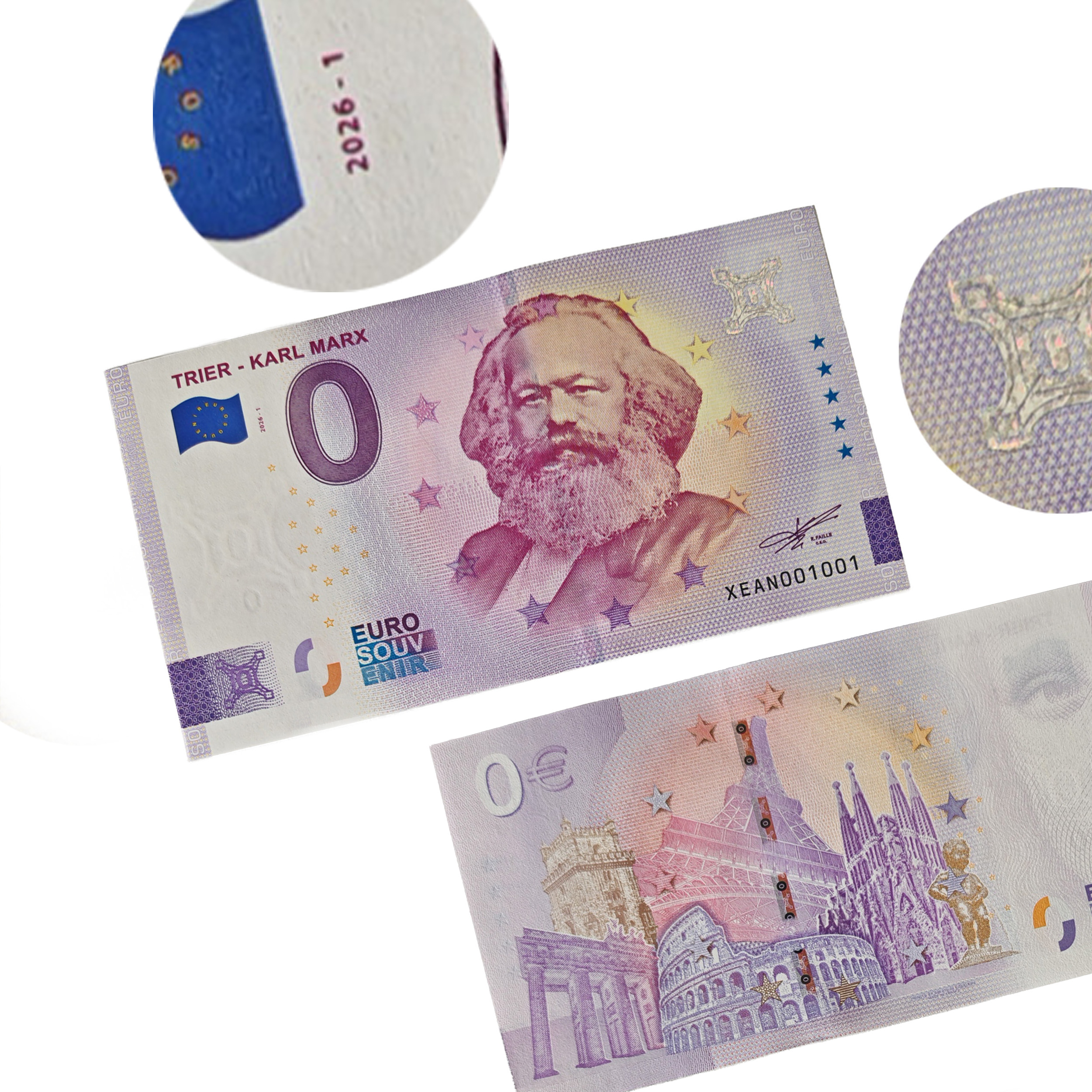 Karl Marx 0-Euro-Souvenirschein Normaledition